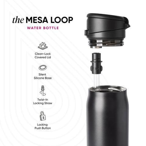 Simple Modern Mesa Loop Water Bottle with Straw | 30oz Cup Holder Friendly Insulated Stainless Steel Bottles for Travel, Sports and School | Cherry Wine